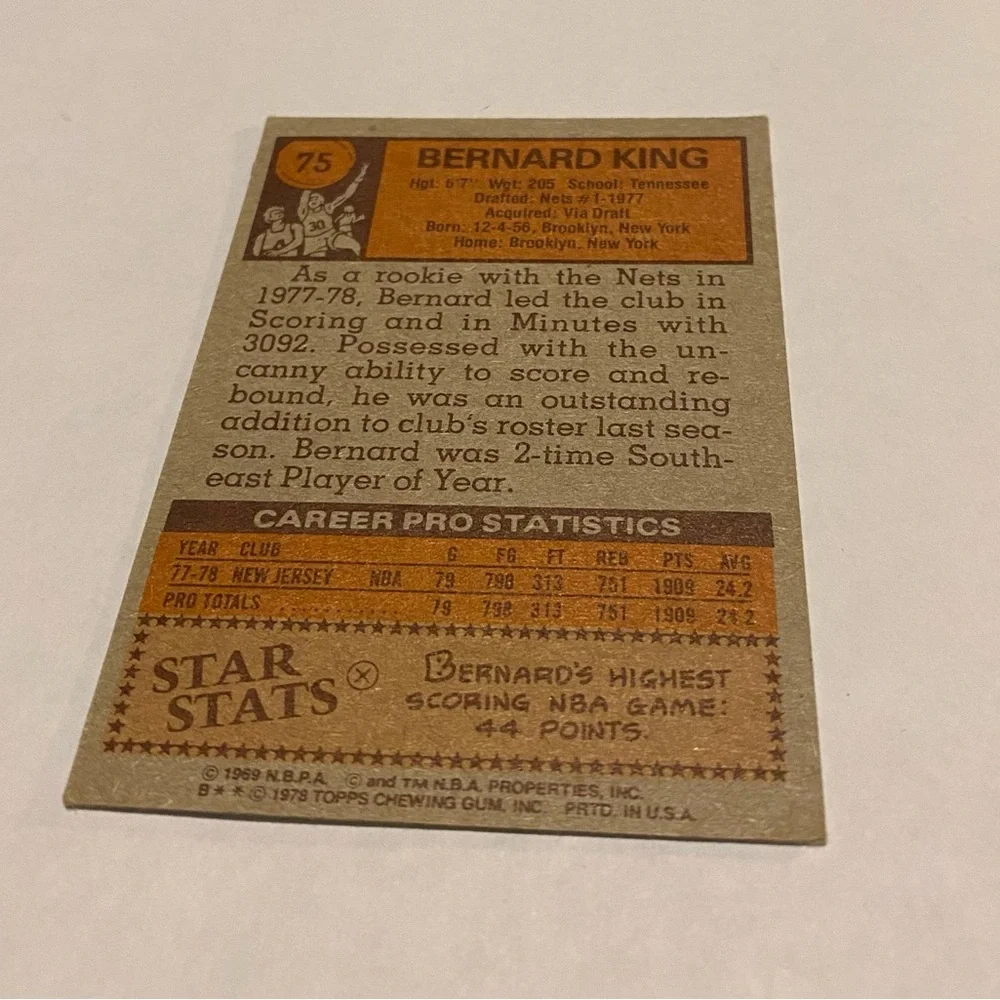 Topps Basketball Card bernard king